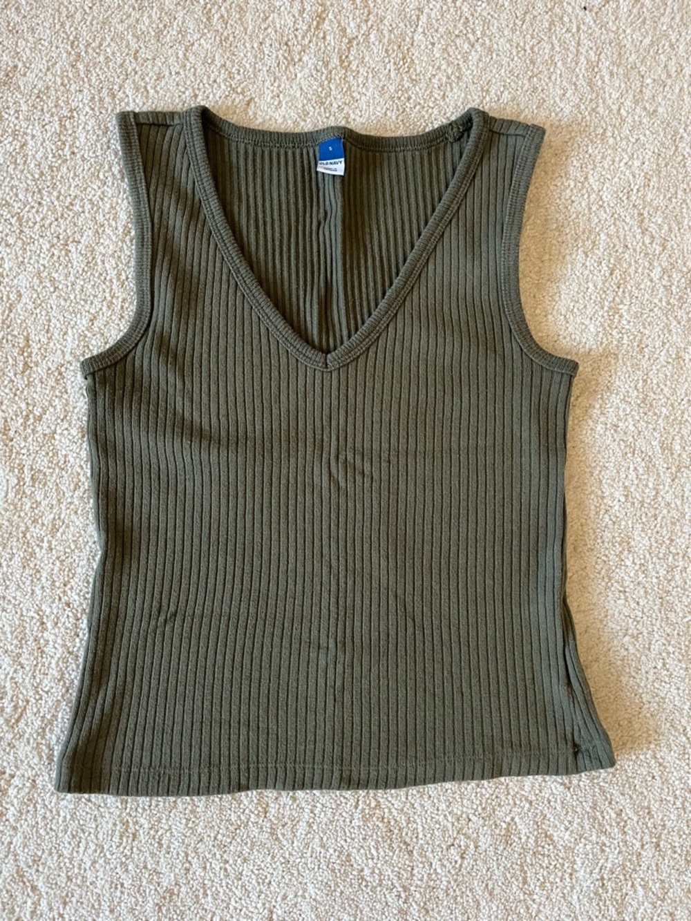 Old Navy Olive Ribbed V-Neck Tank